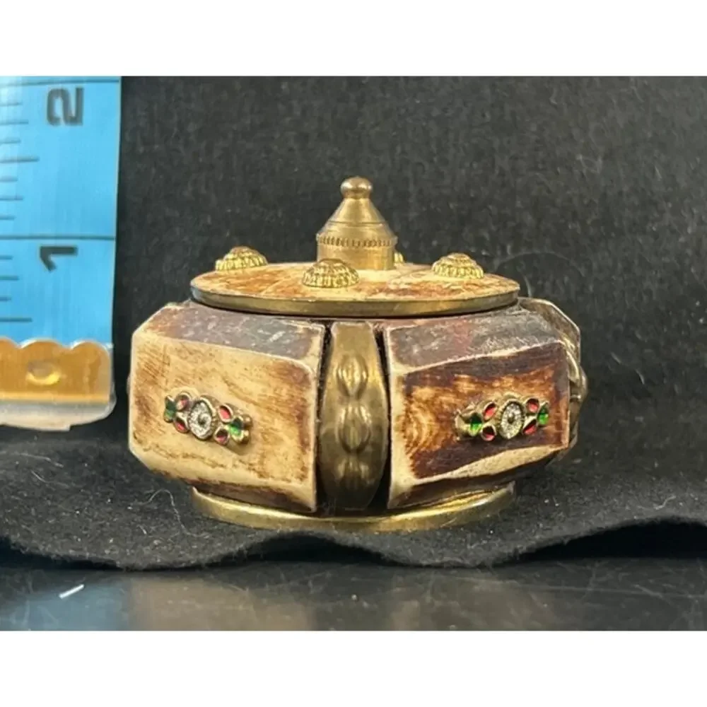 Camel Bone and Brass Trinket Box Antique Middle Eastern